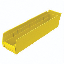 Akro-Mils® 30128YELLO Shelf Bin, 17-7/8 in L x 4-1/8 in W x 4 in H, 123 cu-in, Yellow Adaptor ....... Akro-Mils® 30128YELLO Shelf Bin, 17-7/8 in L x 4-1/8 in W x 4 in H, 123 cu-in, Yellow Adaptor