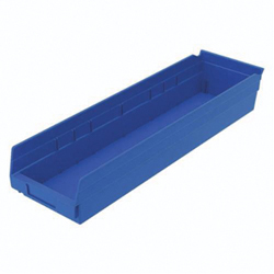 Akro-Mils&reg; 30164BLUE Shelf Bin, 23-5/8 in L x 6-5/8 in W x 4 in H, 321 cu-in, Blue